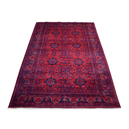 Tribal & Geometric Wool Hand Knotted Rug Red Red 4.2X6.7 -O068650