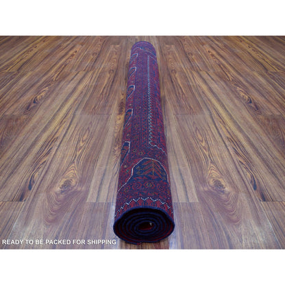 Tribal & Geometric Wool Hand Knotted Rug Red Red 4.2X6.7 -O068650