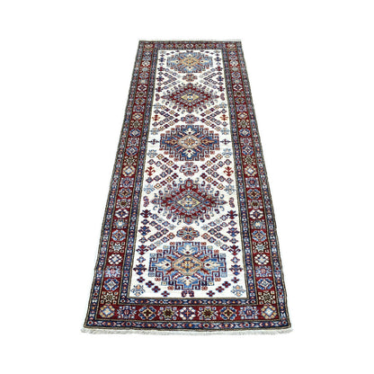 Kazak Wool Hand Knotted Rug Ivory Red 2.6X6.9 -O068655