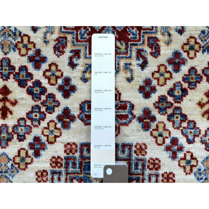 Kazak Wool Hand Knotted Rug Ivory Red 2.6X6.9 -O068655