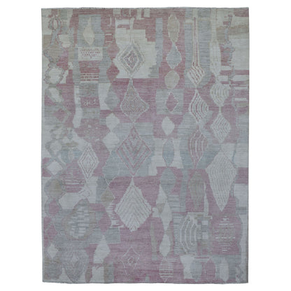 Tribal & Geometric Wool Hand Knotted Rug Pink No Border 8.10X11.9 -O068749