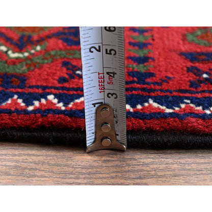 Tribal & Geometric Wool Hand Knotted Rug Red 2.3x4.8 -O0687