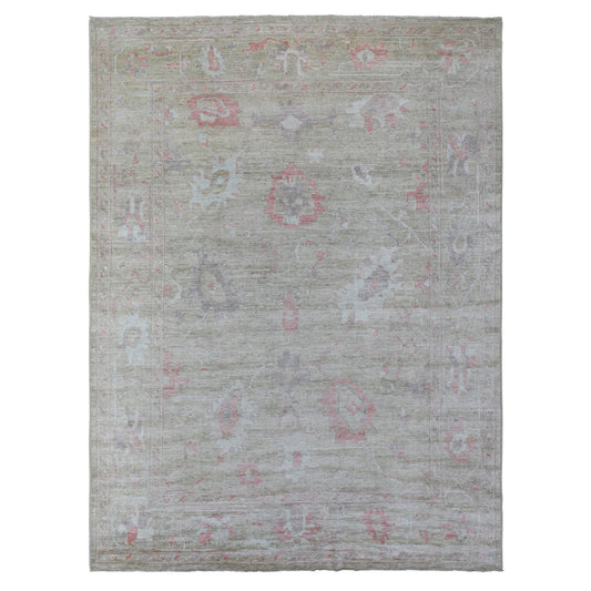 Oushak And Peshawar Wool Hand Knotted Rug Grey Gray 9.0X11.9 -O068837