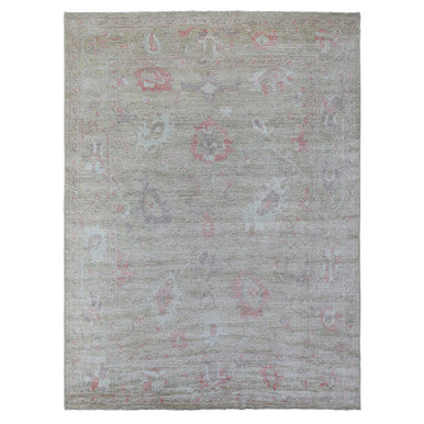 Oushak And Peshawar Wool Hand Knotted Rug Grey Gray 9.0X11.9 -O068837