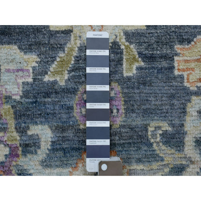 Oushak And Peshawar Wool Hand Knotted Rug Black Black 3.3X10.0 -O068897