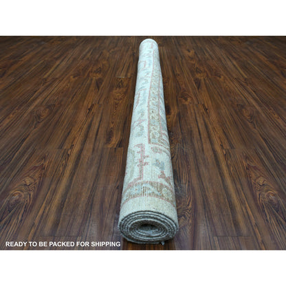 Oushak And Peshawar Wool Hand Knotted Rug Ivory Ivory 6.4X9.6 -O068921