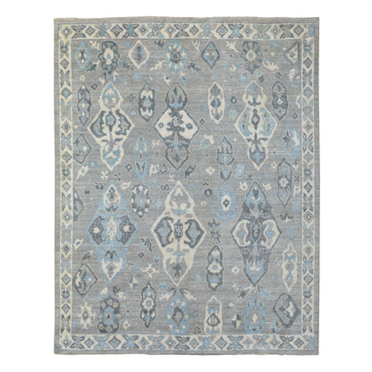 Oushak And Peshawar Wool Hand Knotted Rug Grey Gray 8.0X9.10 -O068928