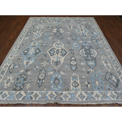 Oushak And Peshawar Wool Hand Knotted Rug Grey Gray 8.0X9.10 -O068928
