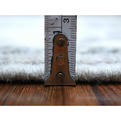 Oushak And Peshawar Wool Hand Knotted Rug Grey Ivory 3.5X10.2 -O068967