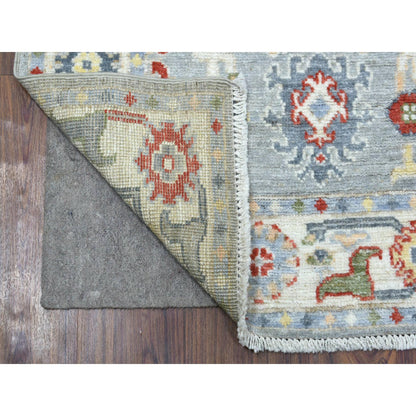 Oushak And Peshawar Wool Hand Knotted Rug Grey Ivory 2.10X11.7 -O068977