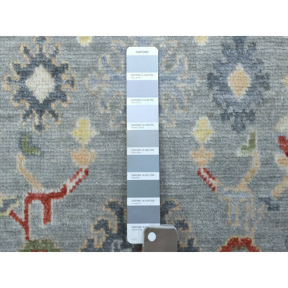 Oushak And Peshawar Wool Hand Knotted Rug Grey Ivory 2.10X11.7 -O068977