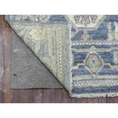 Oushak And Peshawar Wool Hand Knotted Rug Grey Charcoal Gray 2.7X11.5 -O068980