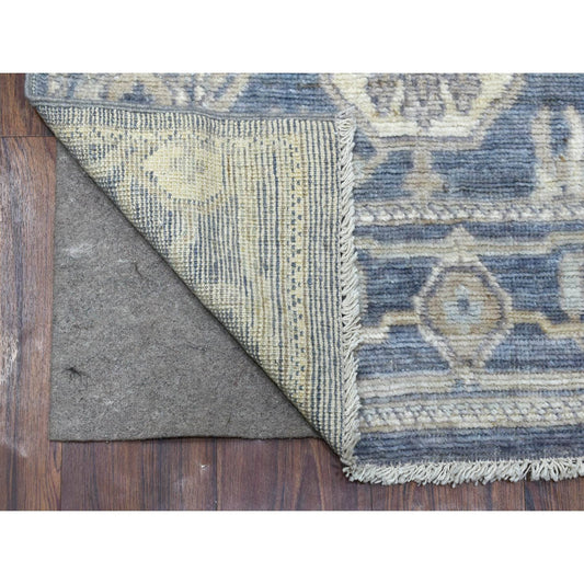 Oushak And Peshawar Wool Hand Knotted Rug Grey Charcoal Gray 2.7X11.5 -O068980