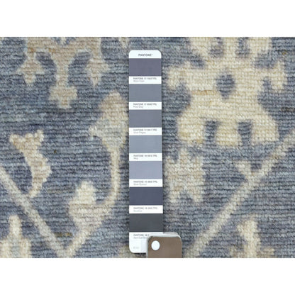 Oushak And Peshawar Wool Hand Knotted Rug Grey Charcoal Gray 2.7X11.5 -O068980