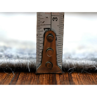 Oushak And Peshawar Wool Hand Knotted Rug Grey Charcoal Gray 2.7X11.5 -O068980