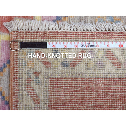 Oushak And Peshawar Wool Hand Knotted Rug Red Ivory 2.10X9.6 -O068985