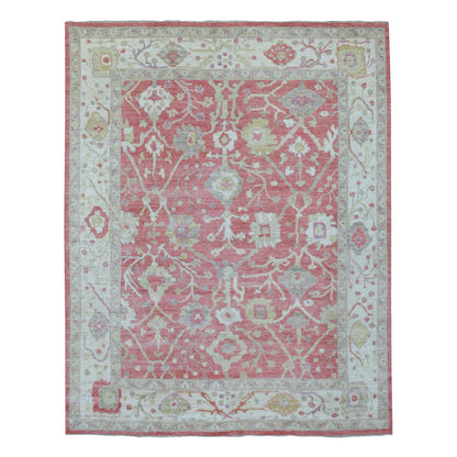 Oushak And Peshawar Wool Hand Knotted Rug Pink Ivory 8.0X9.10 -O069026