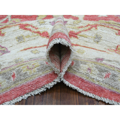 Oushak And Peshawar Wool Hand Knotted Rug Pink Ivory 8.0X9.10 -O069026