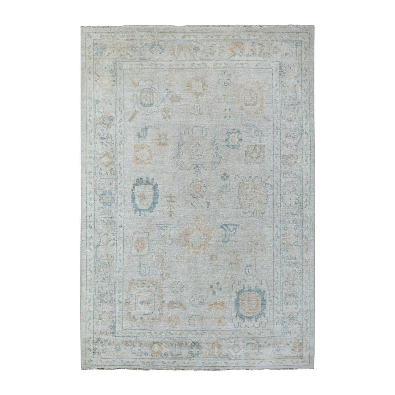 Gray 6'0" x 8'9" Oushak And Peshawar Hand knotted Wool Rug - Sku: O069036