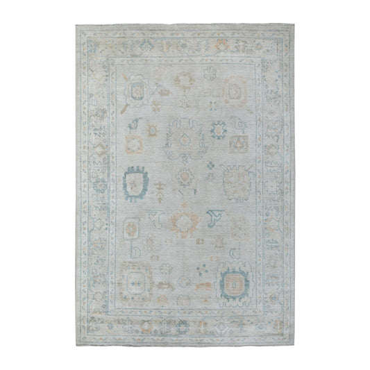 Oushak And Peshawar Wool Hand Knotted Rug Grey Gray 6.0X8.9 -O069036