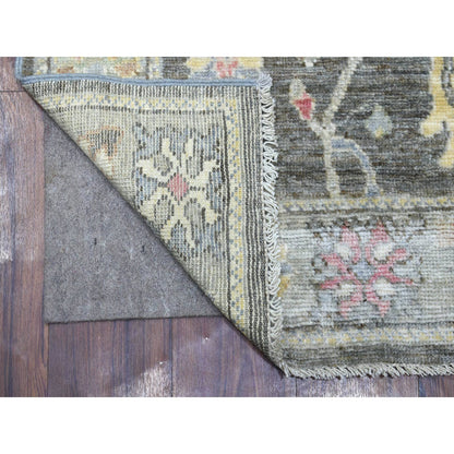 Oushak And Peshawar Wool Hand Knotted Rug Black Charcoal Black 2.8X10.1 -O069047