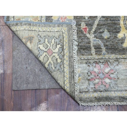 Oushak And Peshawar Wool Hand Knotted Rug Black Charcoal Black 2.8X10.1 -O069047