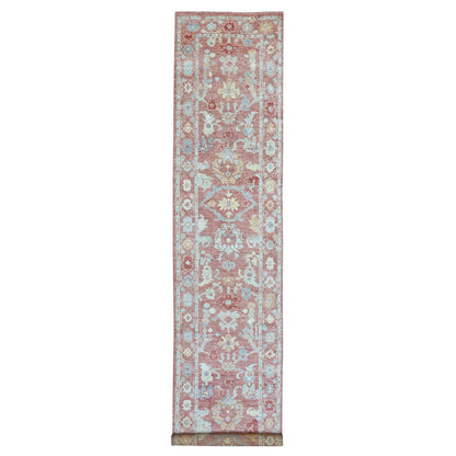 Oushak And Peshawar Wool Hand Knotted Rug Pink Pink 3.1X16.1 -O069056