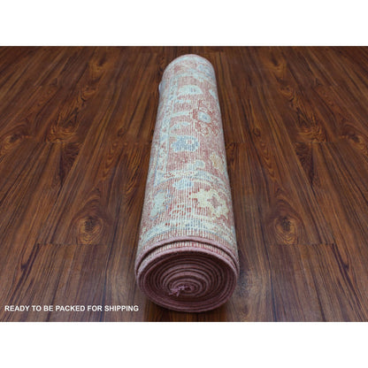 Oushak And Peshawar Wool Hand Knotted Rug Pink Pink 3.1X16.1 -O069056