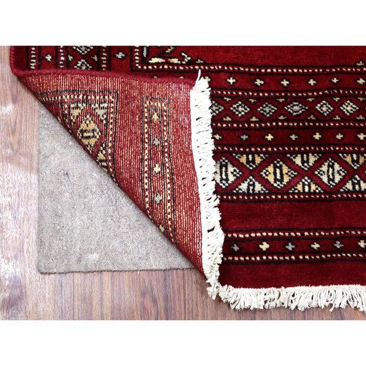 Tribal & Geometric Wool Hand Knotted Rug Red Red 2.6X9.1 -O069202