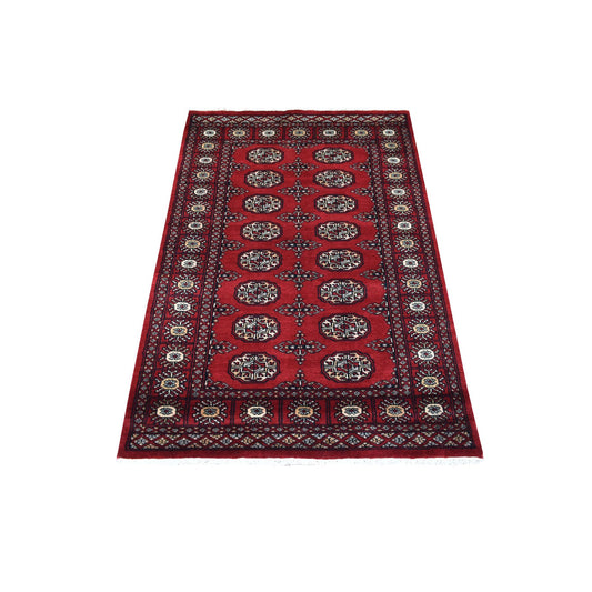 Tribal & Geometric Wool Hand Knotted Rug Red Red 3.0X4.10 -O069224