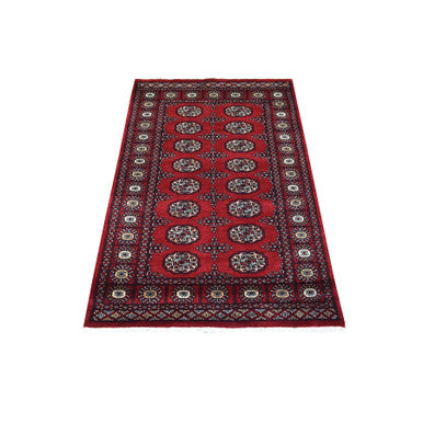 Tribal & Geometric Wool Hand Knotted Rug Red Red 3.0X4.10 -O069224
