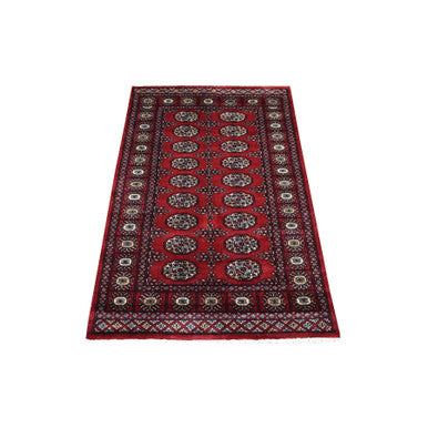 Tribal & Geometric Wool Hand Knotted Rug Red Red 3.0X4.10 -O069227
