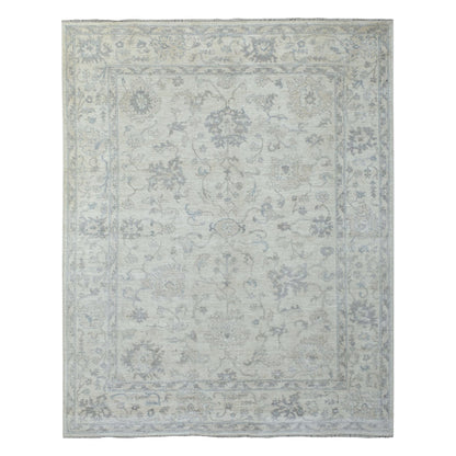 Oushak And Peshawar Wool Hand Knotted Rug Ivory Ivory 8.1X9.7 -O069259