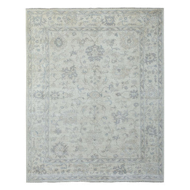 Oushak And Peshawar Wool Hand Knotted Rug Ivory Ivory 8.1X9.7 -O069259