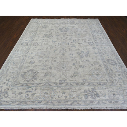 Oushak And Peshawar Wool Hand Knotted Rug Ivory Ivory 8.1X9.7 -O069259