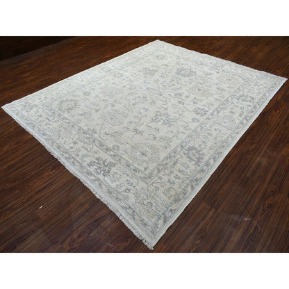 Oushak And Peshawar Wool Hand Knotted Rug Ivory Ivory 8.1X9.7 -O069259