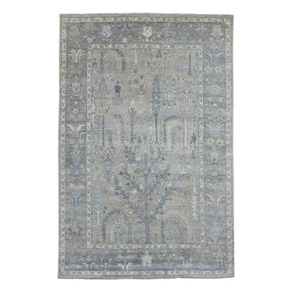 Oushak And Peshawar Wool Hand Knotted Rug Grey Gray 6.0X9.2 -O069266