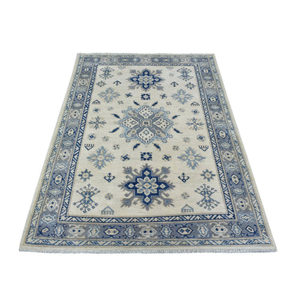 Kazak Wool Hand Knotted Rug Ivory Gray 3.10X6.0 -O069304