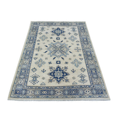 Kazak Wool Hand Knotted Rug Ivory Gray 3.10X6.0 -O069304