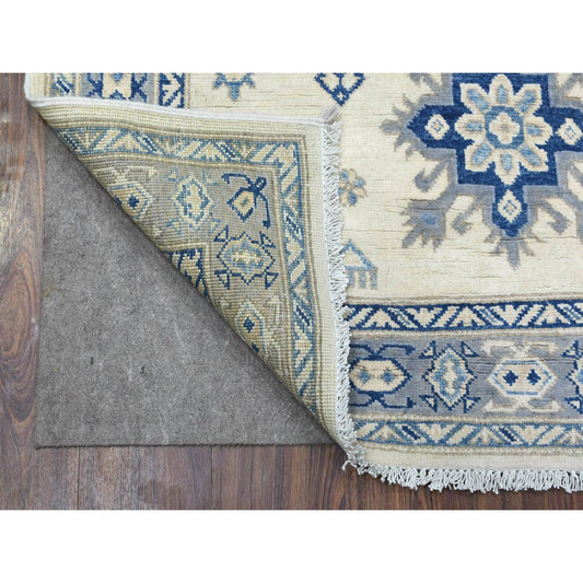 Kazak Wool Hand Knotted Rug Ivory Gray 3.10X6.0 -O069304
