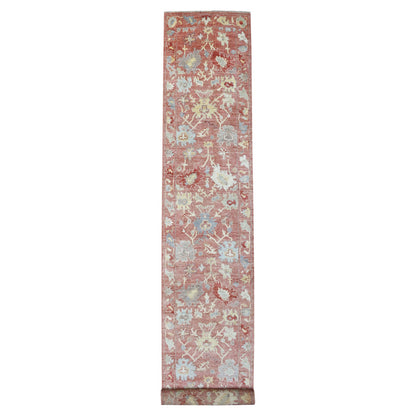 Oushak And Peshawar Wool Hand Knotted Rug Pink No Border 3.1X19.8 -O069337