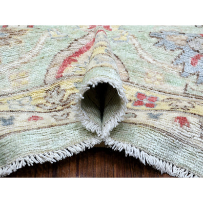 Oushak And Peshawar Wool Hand Knotted Rug Green Gray 11.9X17.3 -O069373