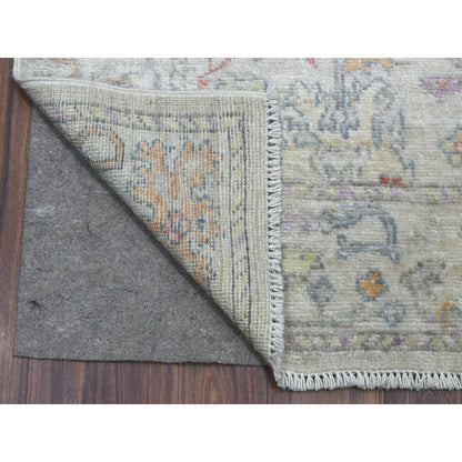 Oushak And Peshawar Wool Hand Knotted Rug Grey Gray 3.0X15.10 -O069379
