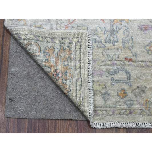 Oushak And Peshawar Wool Hand Knotted Rug Grey Gray 3.0X15.10 -O069379