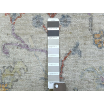 Oushak And Peshawar Wool Hand Knotted Rug Grey Gray 3.0X15.10 -O069379