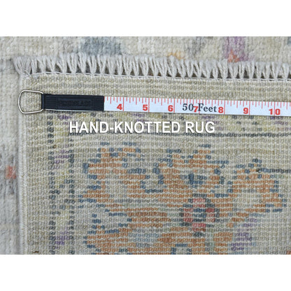 Oushak And Peshawar Wool Hand Knotted Rug Grey Gray 3.0X15.10 -O069379