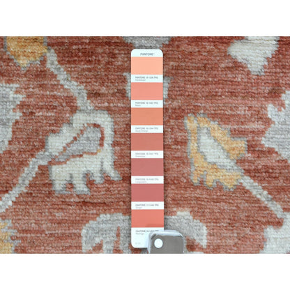 Oushak And Peshawar Wool Hand Knotted Rug Orange Ivory 2.8X12.0 -O069391