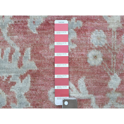 Oushak And Peshawar Wool Hand Knotted Rug Pink Ivory 6.2X9.0 -O069412
