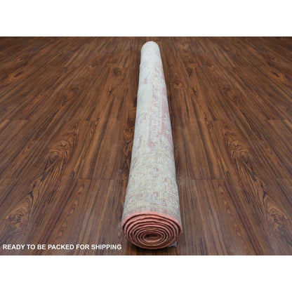 Oushak And Peshawar Wool Hand Knotted Rug Pink Ivory 6.2X9.0 -O069412