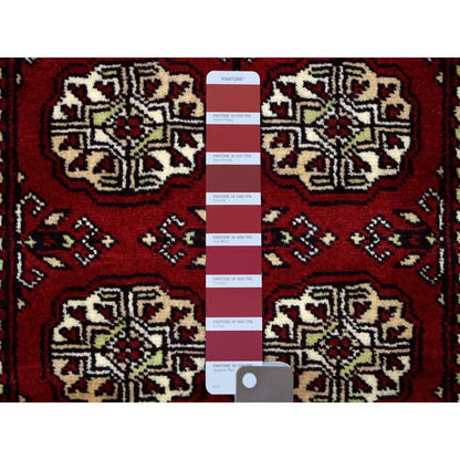Tribal & Geometric Wool Hand Knotted Rug Red Red 2.6X4.10 -O069436